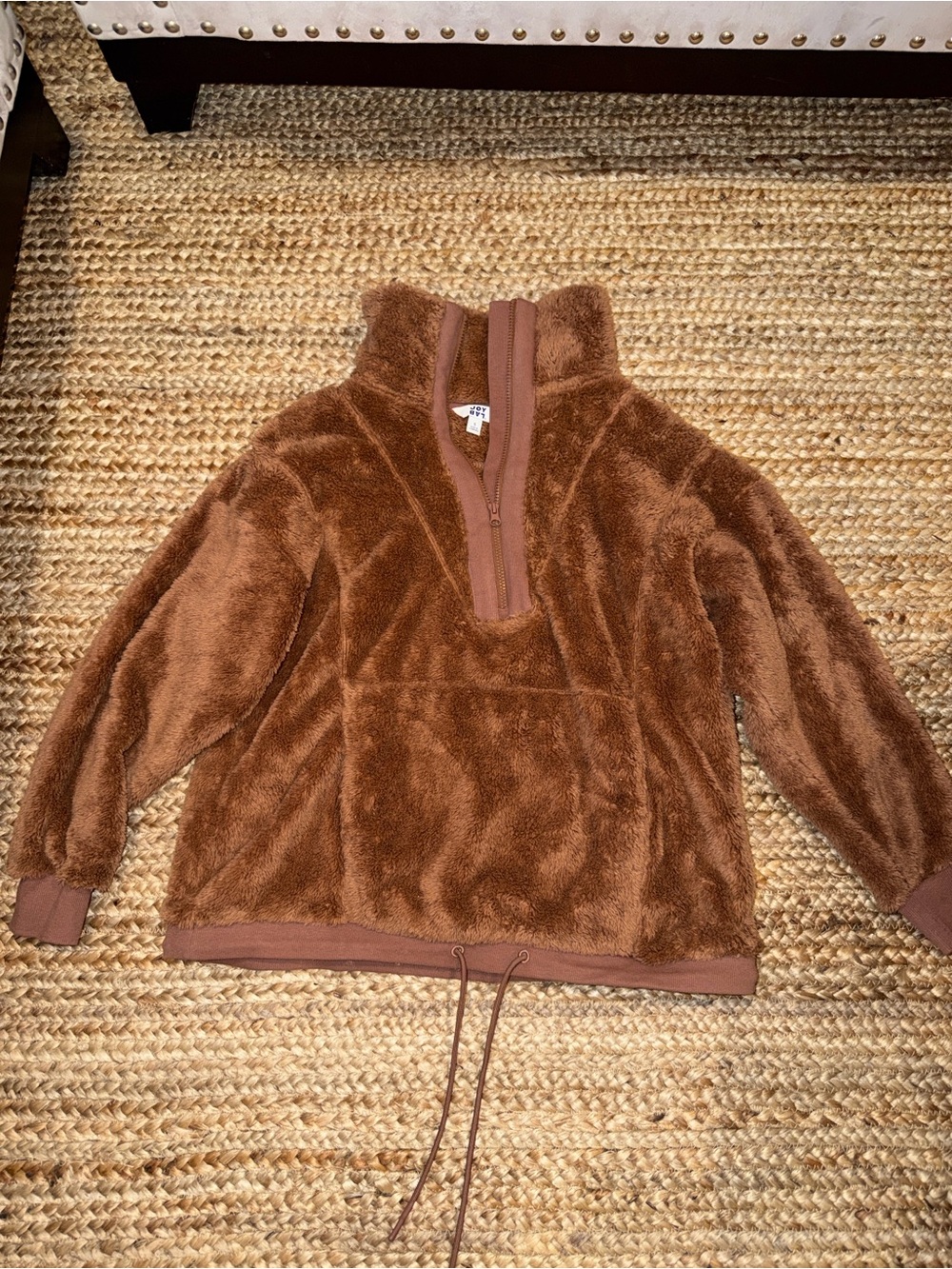 JoyLab Plush Half-Zip Teddy Pullover - Brown